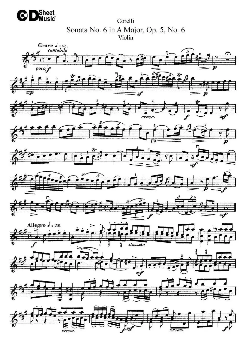 Sonata No.6 in A Major Op.5 No.6