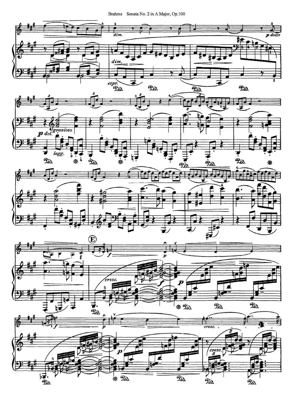 Violin Sonata No.2 in A Major Op.100（小提琴+钢琴伴奏）