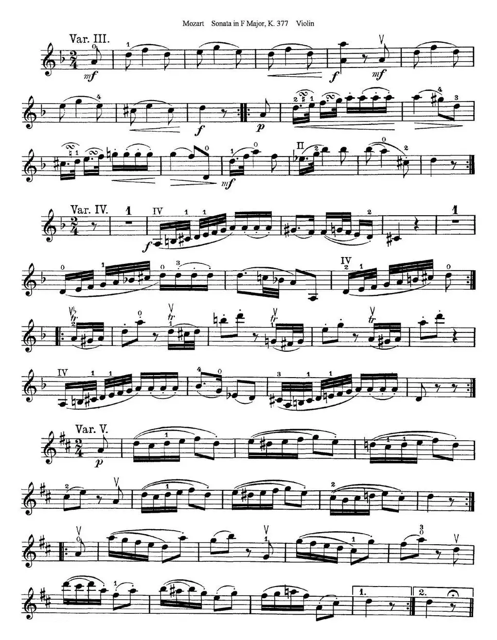 Violin Sonata in F Major K.377