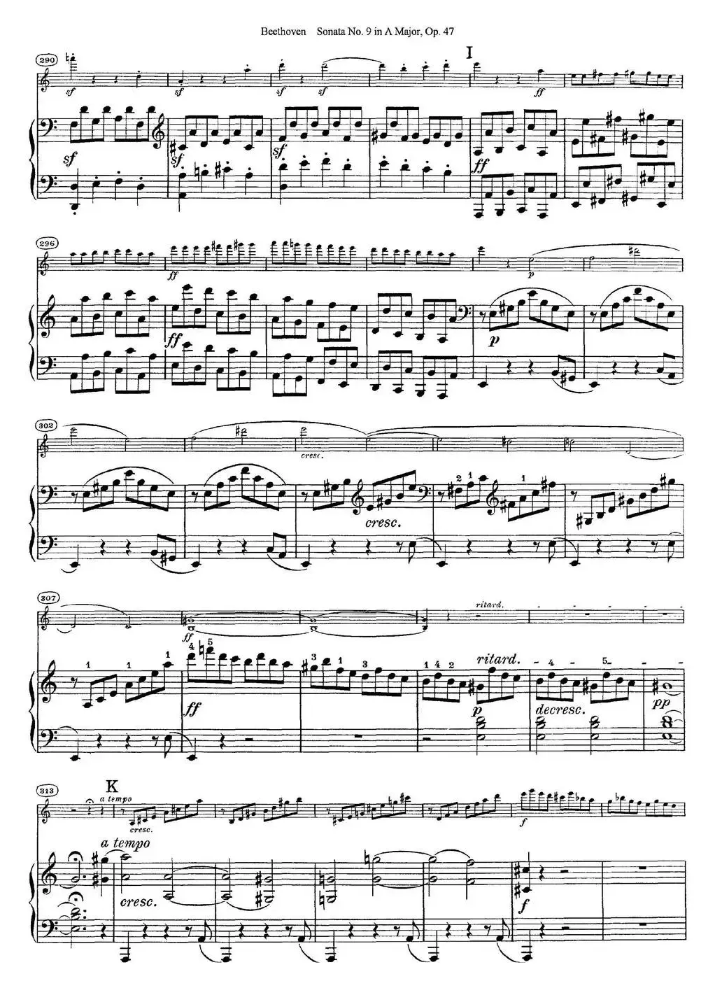 Violin Sonata No.9 in A Major Op.47（小提琴+钢琴伴奏）