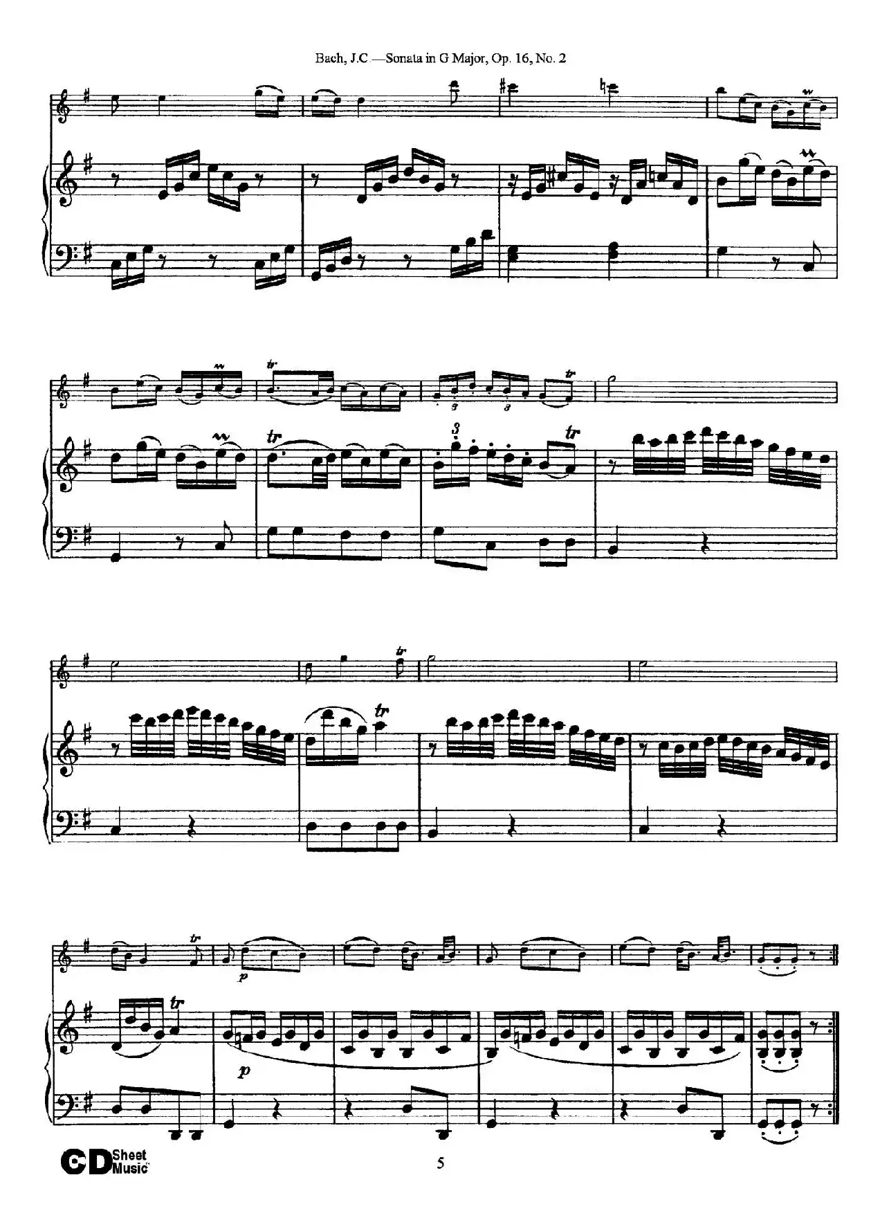 Sonata in D Major,Op.16 No.2（小提琴+钢琴伴奏）