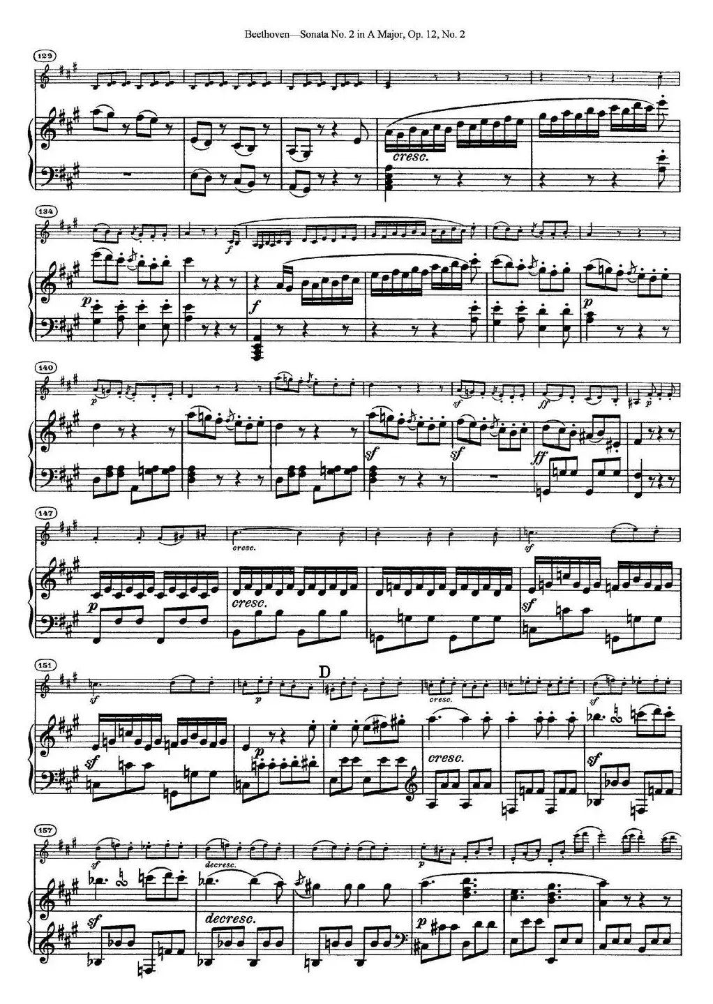 Violin Sonata No.2 in A Major Op.12 No.2（小提琴+钢琴伴奏）