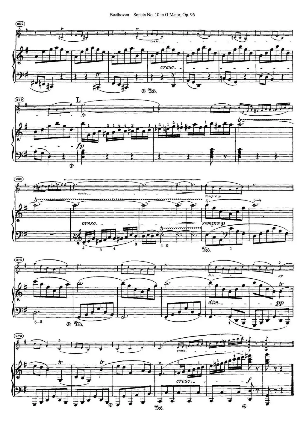 Violin Sonata No.10 in G Major Op.96（小提琴+钢琴伴奏）