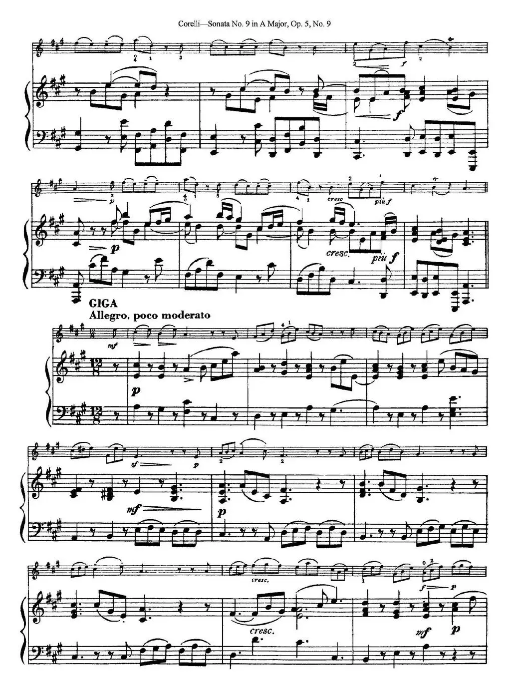 Sonata No.9 in A Major Op.5 No.9（小提琴+钢琴伴奏）