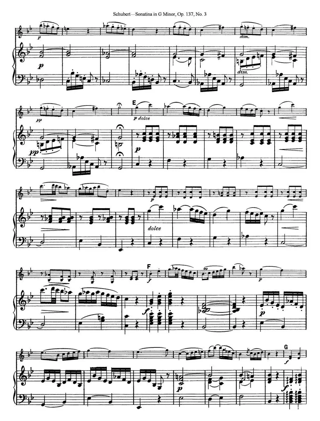 Violin Sonatina in G minor Op.137 No.3（小提琴+钢琴伴奏）