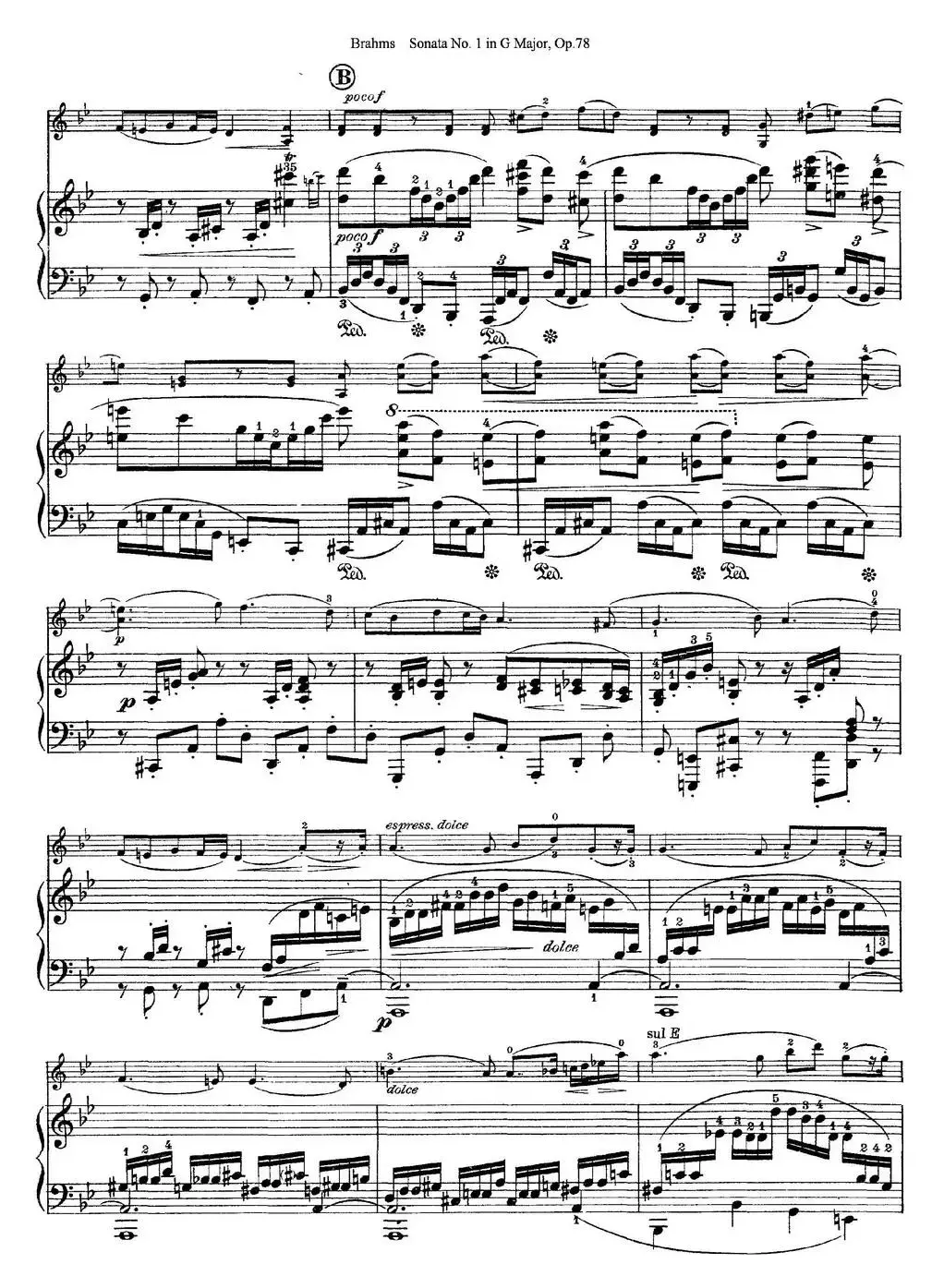 Violin Sonata No.1 in G Major Op.78（小提琴+钢琴伴奏）