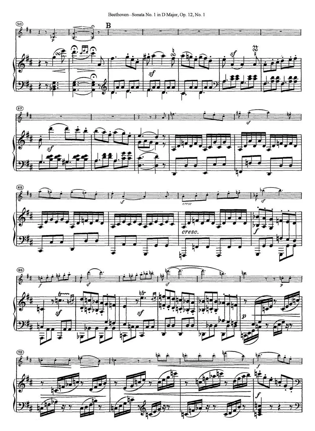 Violin Sonata No.1 in D Major Op.12 No.1（小提琴+钢琴伴奏）