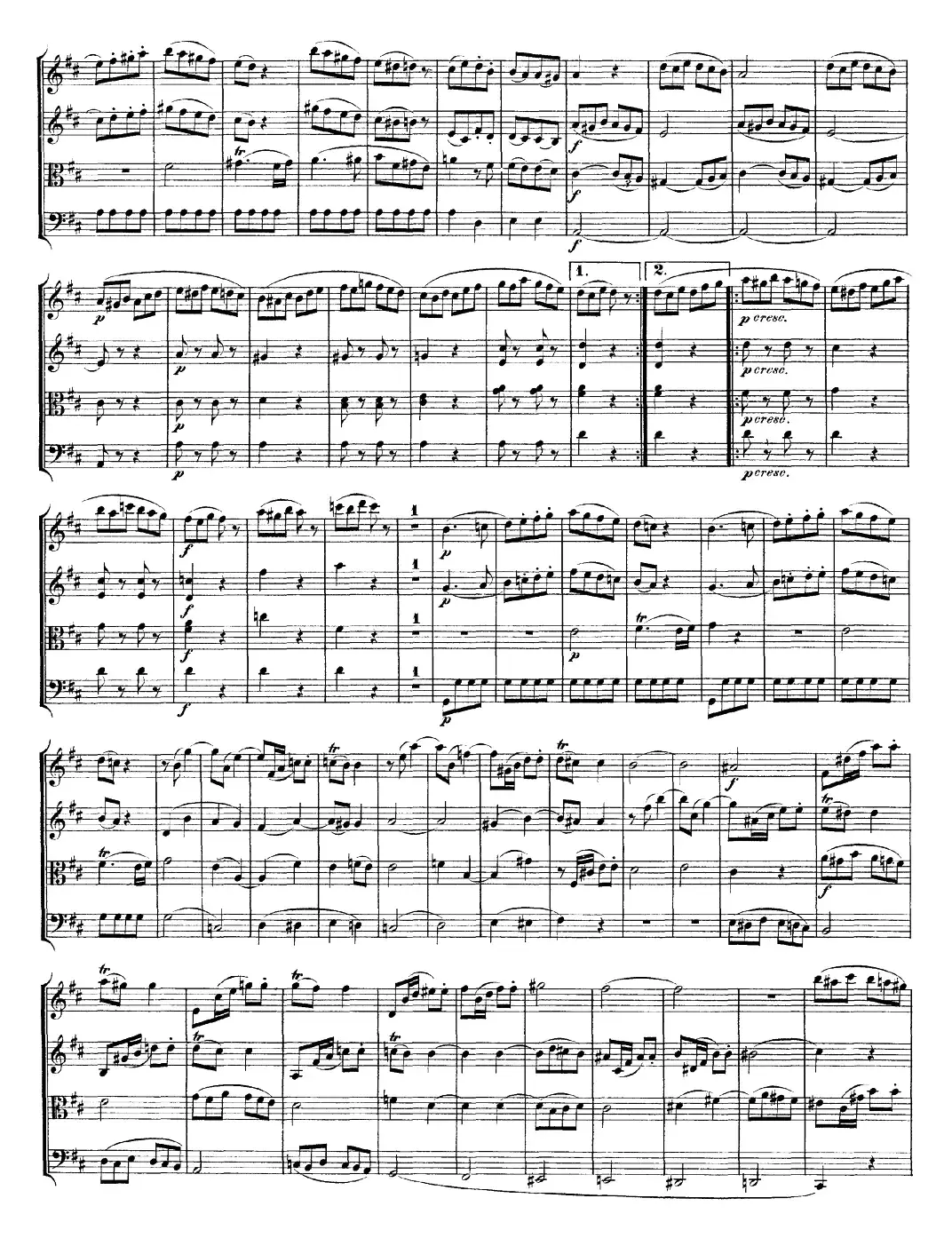 Mozart《Quartet No.20 in D Major,K.499》（总谱）