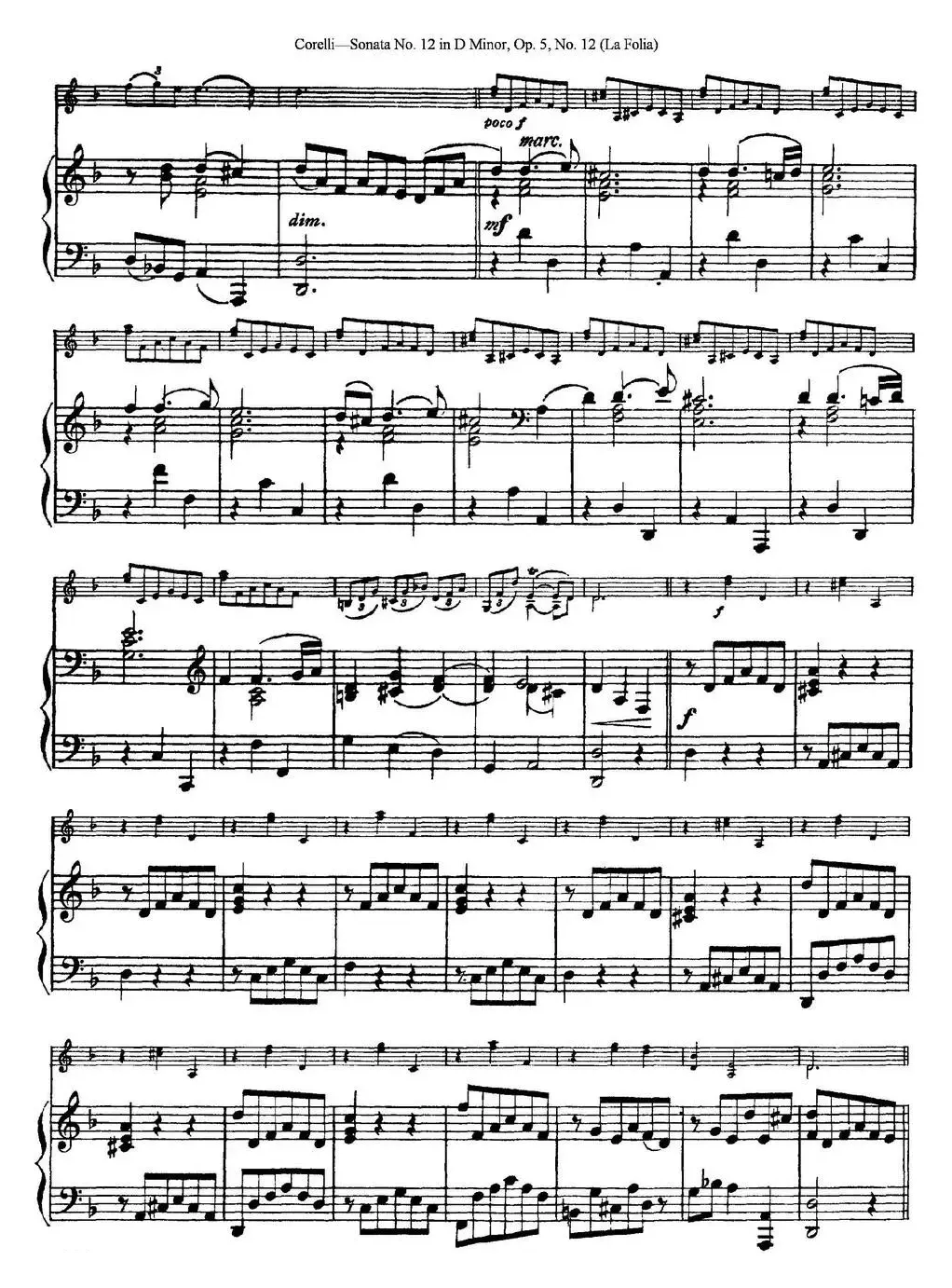 Sonata No.12 in D Minor Op.5 No.12（小提琴+钢琴伴奏）