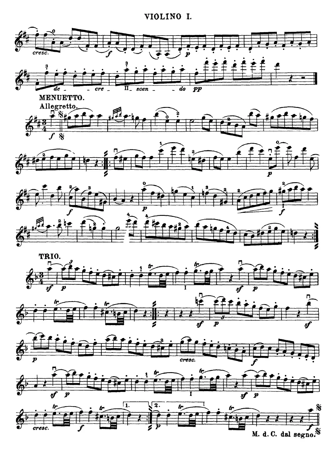 Mozart《Quartet No.20 in D Major,K.499》（Violin 1分谱）