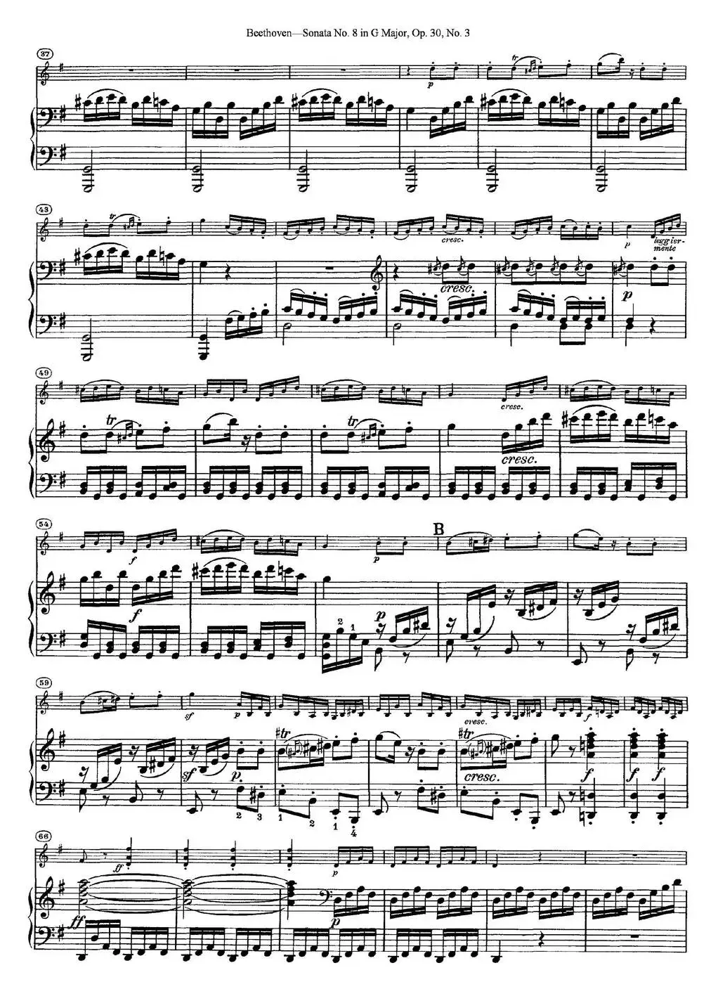 Violin Sonata No.8 in G Major Op.30 No.3（小提琴+钢琴伴奏）