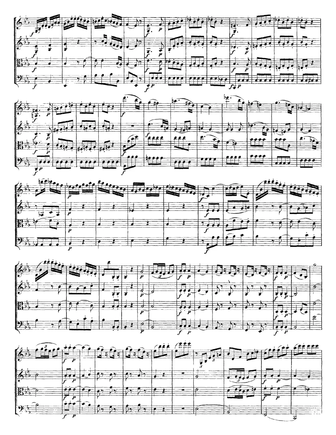 Mozart《Quartet No.16 in Eb Major,K.428》（总谱）