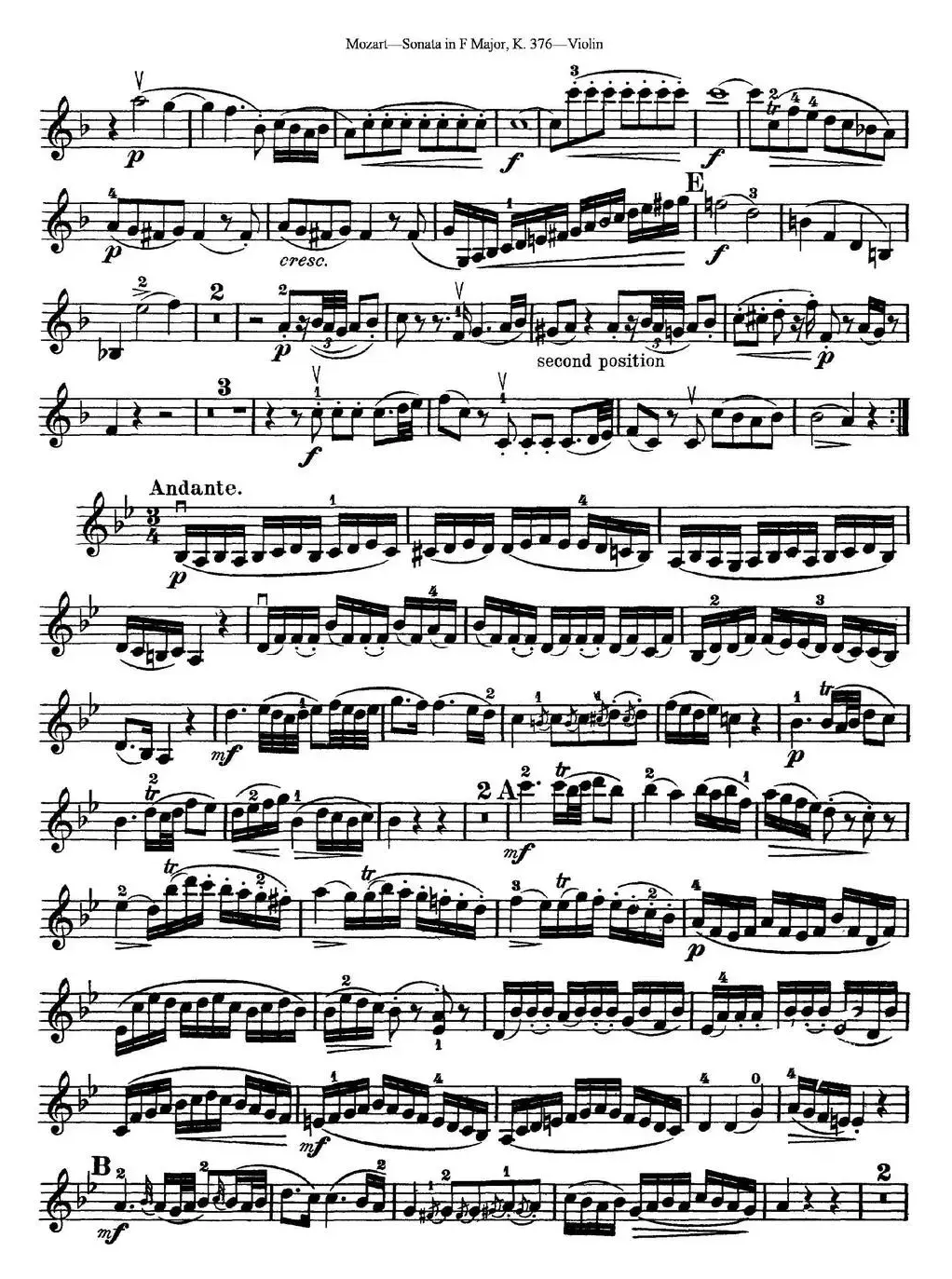 Violin Sonata in F Major K.376