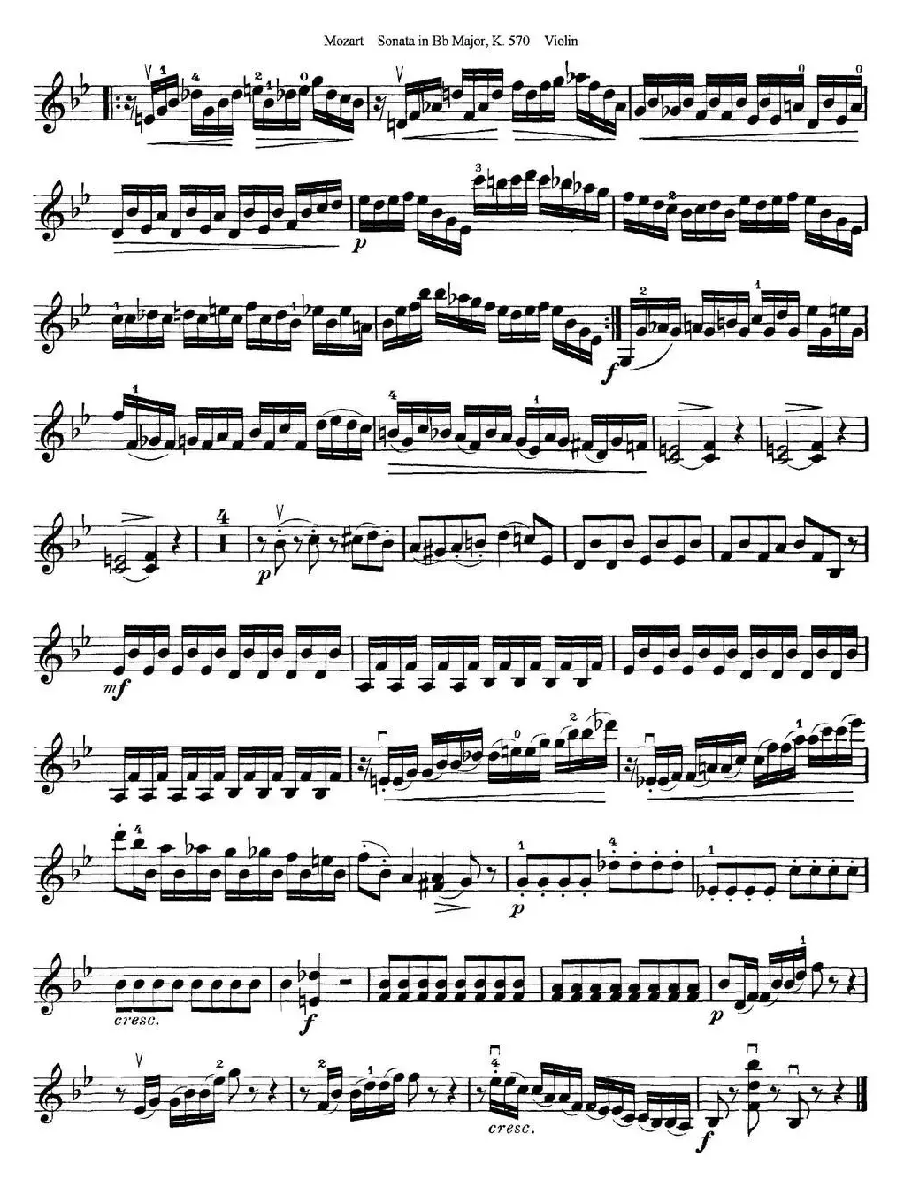 Violin Sonata in Bb Major K.570