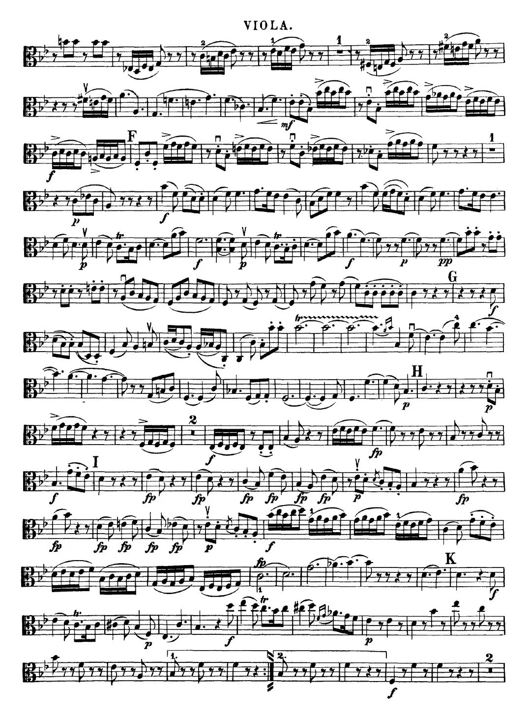 Mozart《Quartet No.17 in Bb Major,K.458》（Viola分谱）