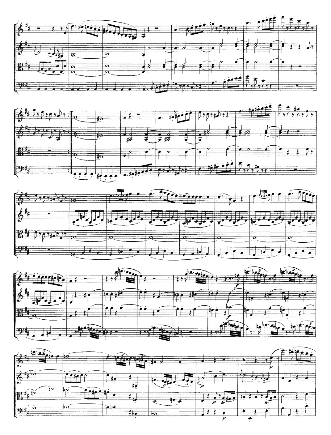 Mozart《Quartet No.21 in D Major,K.575》（总谱）