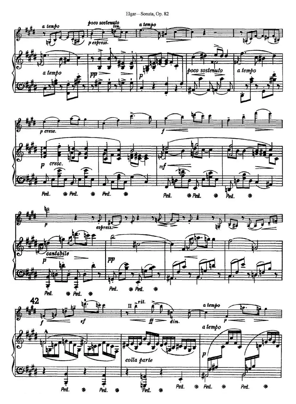 Violin Sonata Op.82（小提琴+钢琴伴奏）