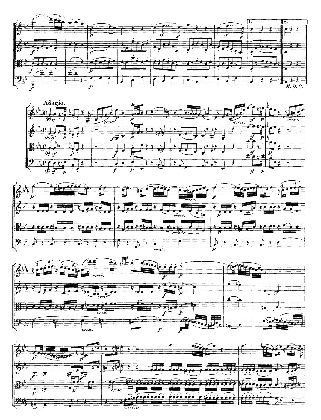 Mozart《Quartet No.17 in Bb Major,K.458》（总谱）