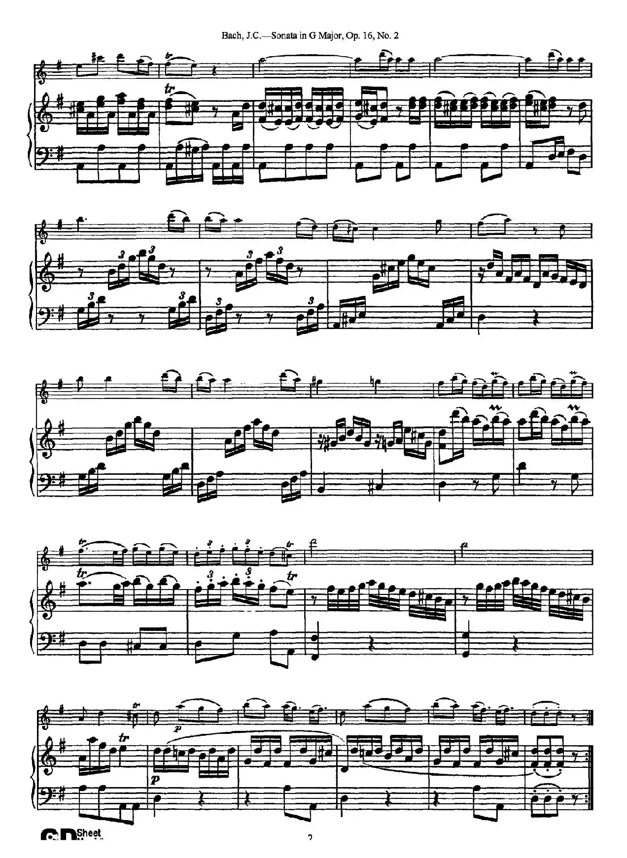 Sonata in D Major,Op.16 No.2（小提琴+钢琴伴奏）