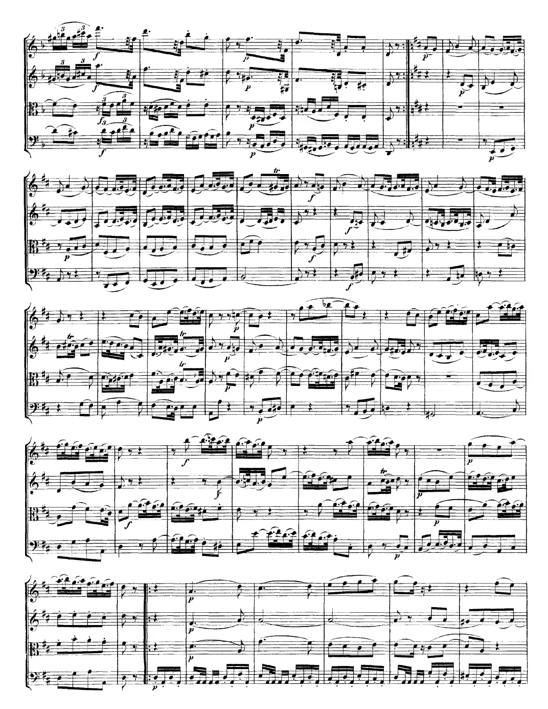 Mozart《Quartet No.18 in A Major,K.464》（总谱）