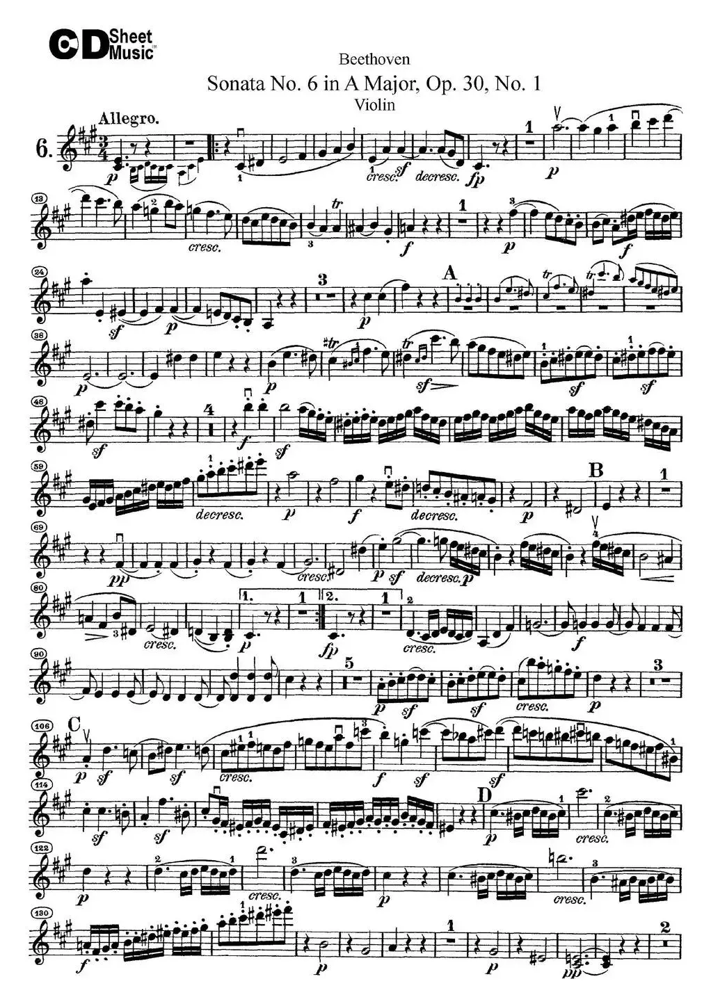 Violin Sonata No.6 in A Major Op.30 No.1