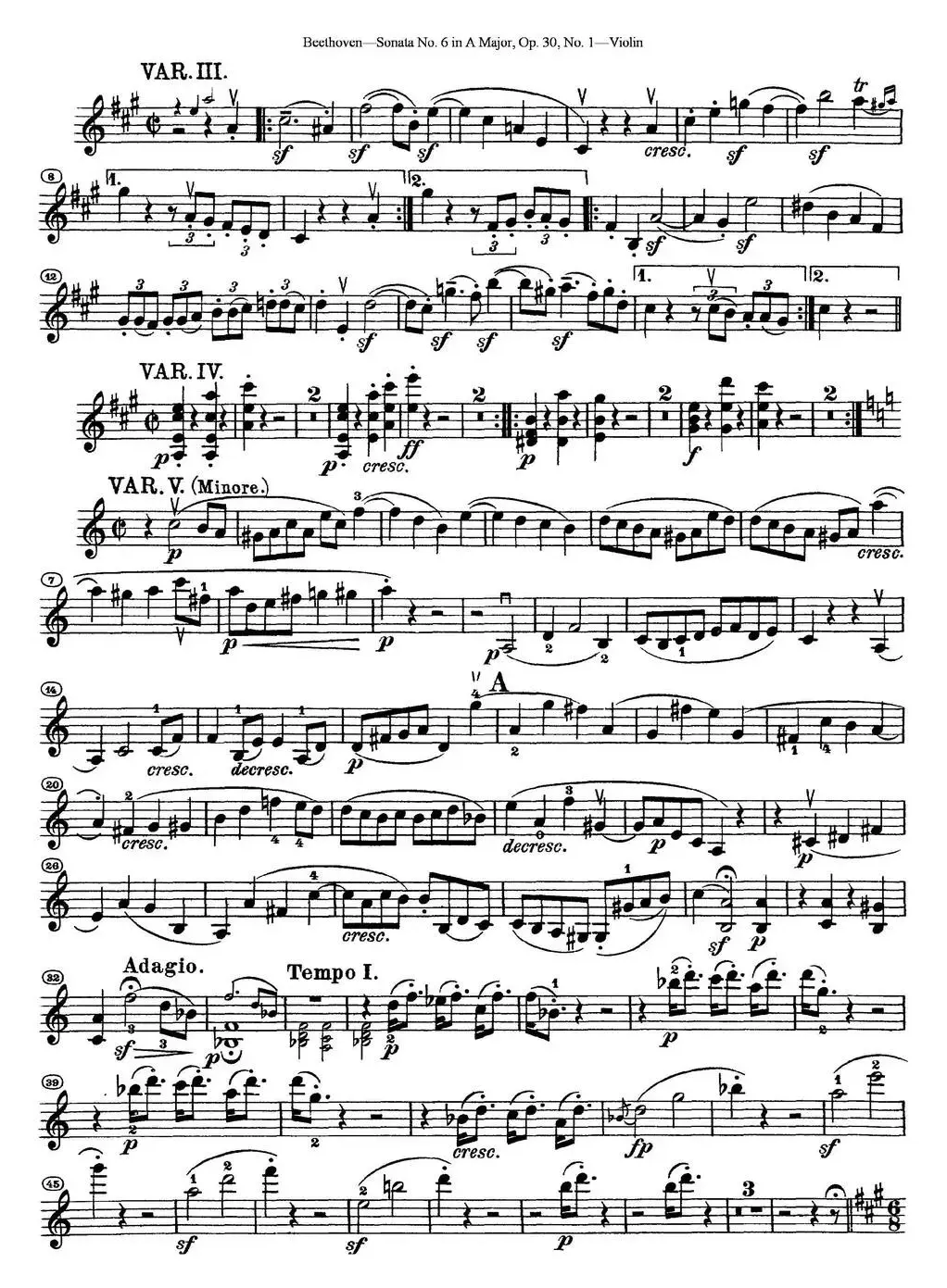 Violin Sonata No.6 in A Major Op.30 No.1