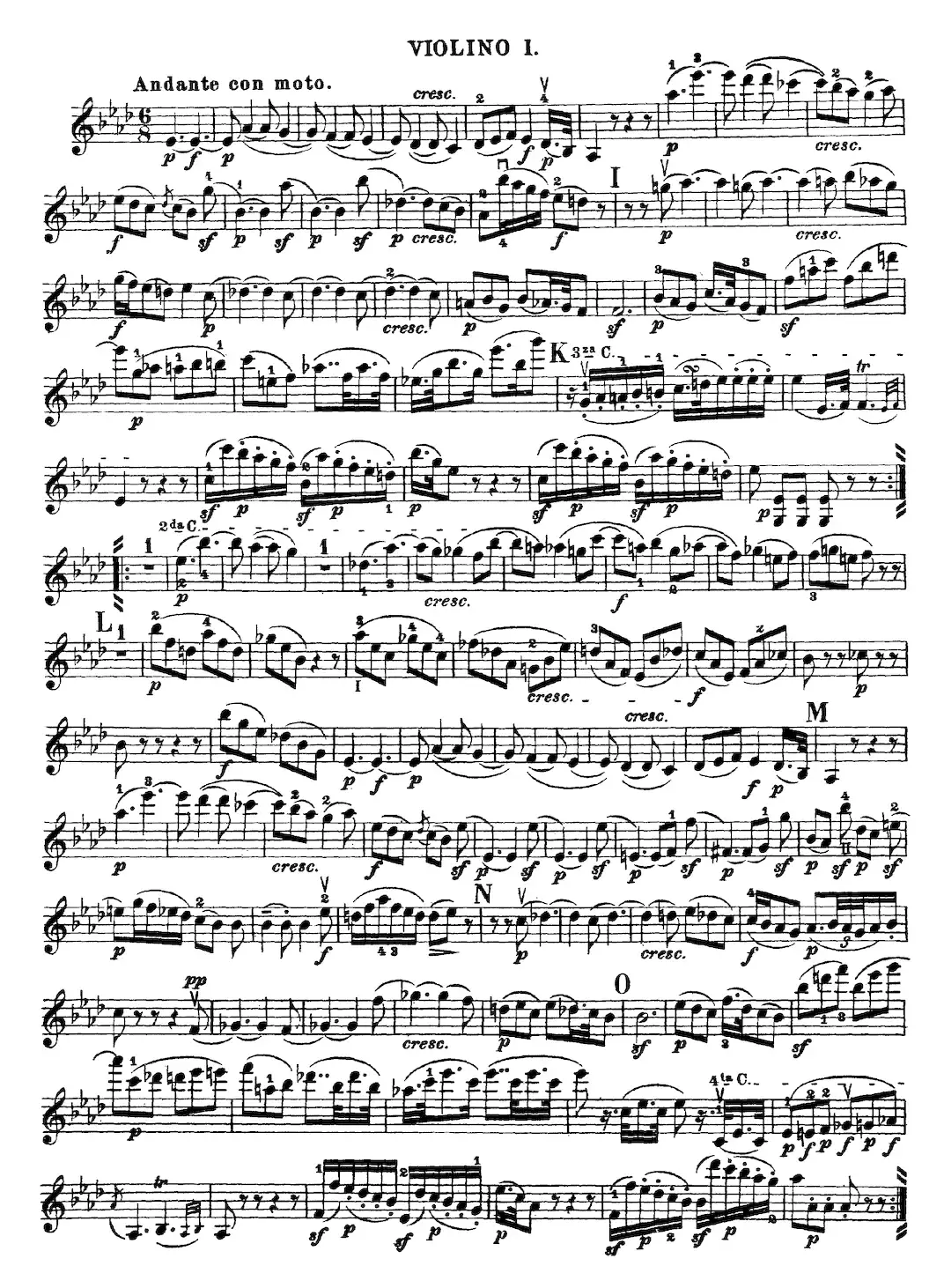 Mozart《Quartet No.16 in Eb Major,K.428》（Violin 1分谱）