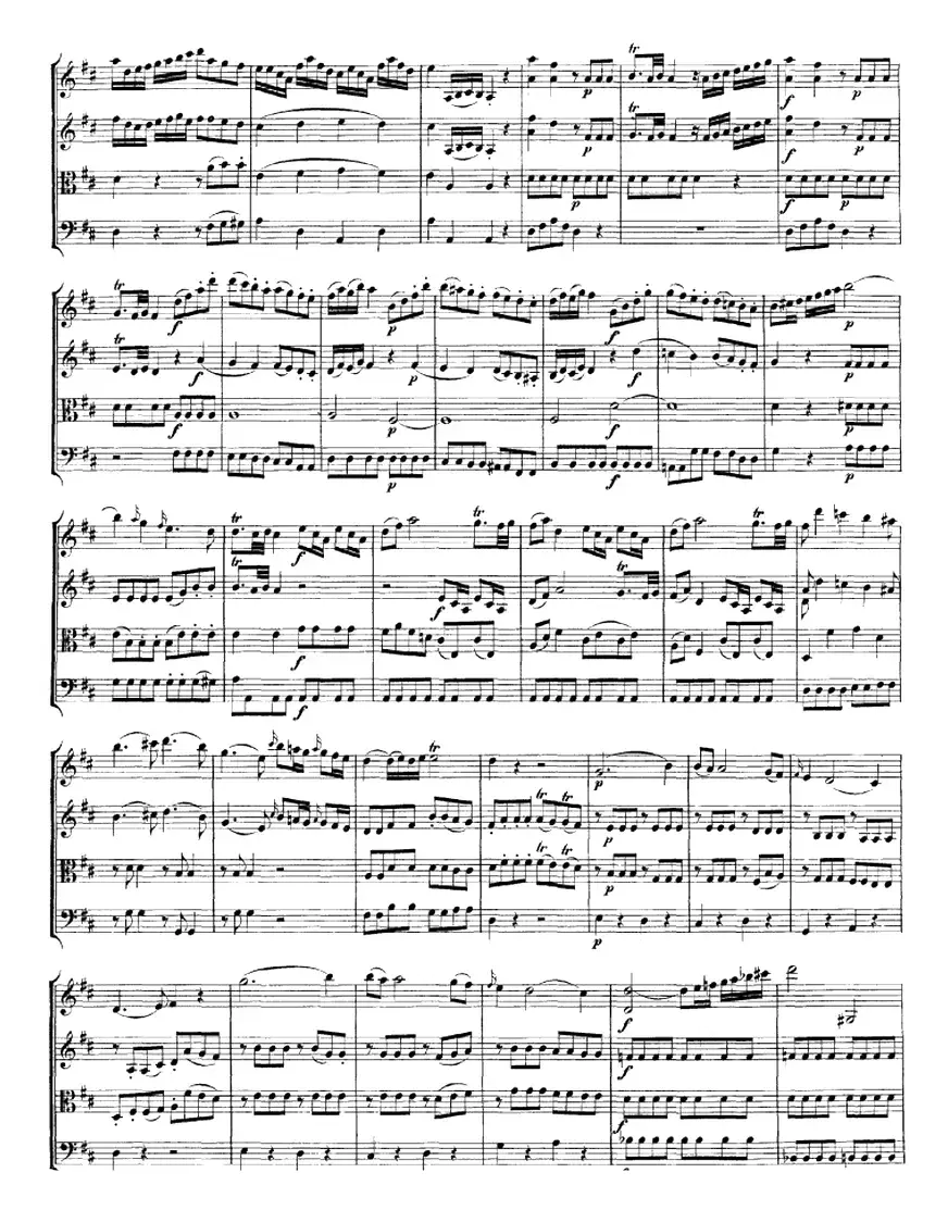 Mozart《Quartet No.2 in D Major,K.155》（总谱）