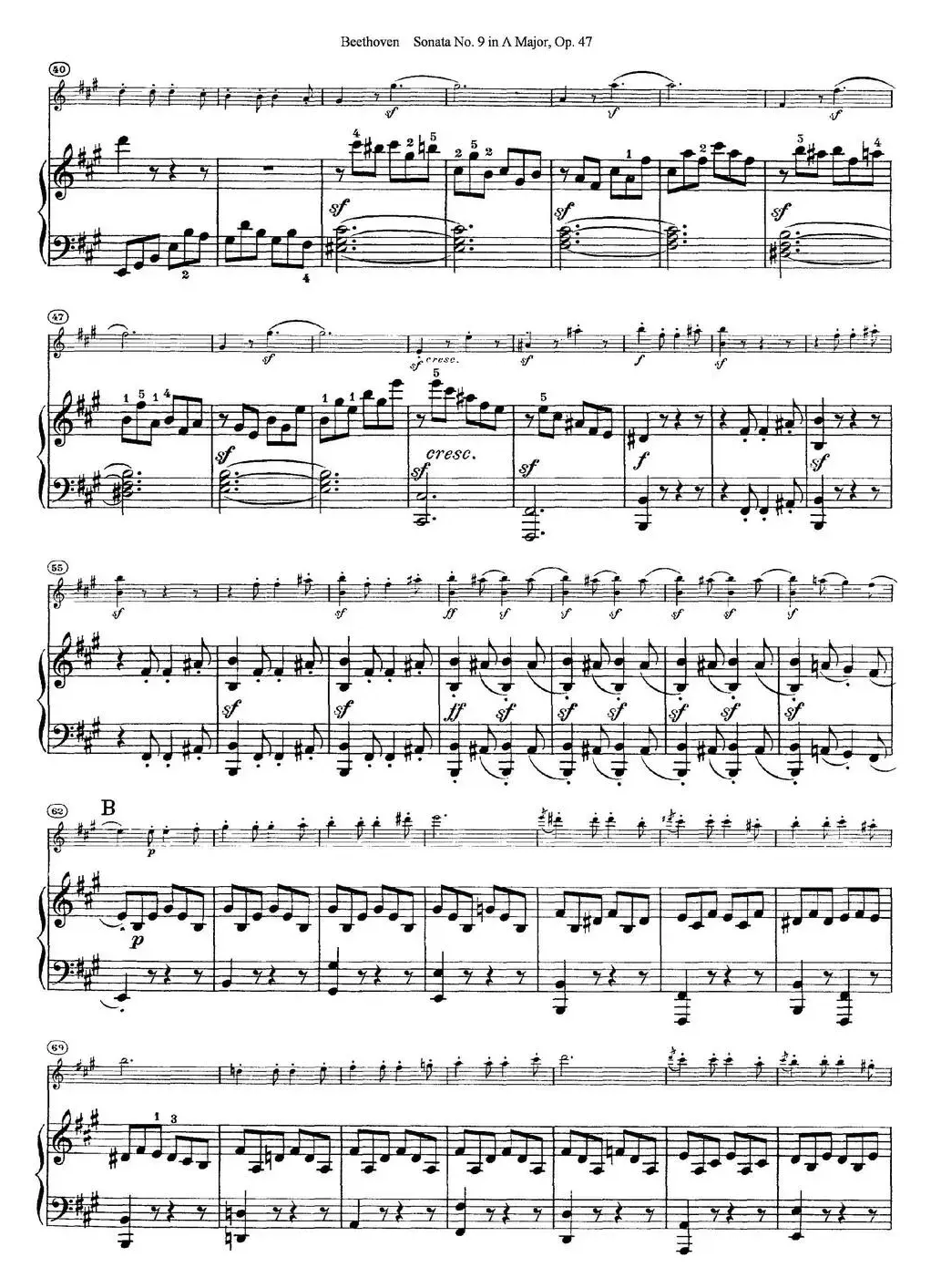 Violin Sonata No.9 in A Major Op.47（小提琴+钢琴伴奏）