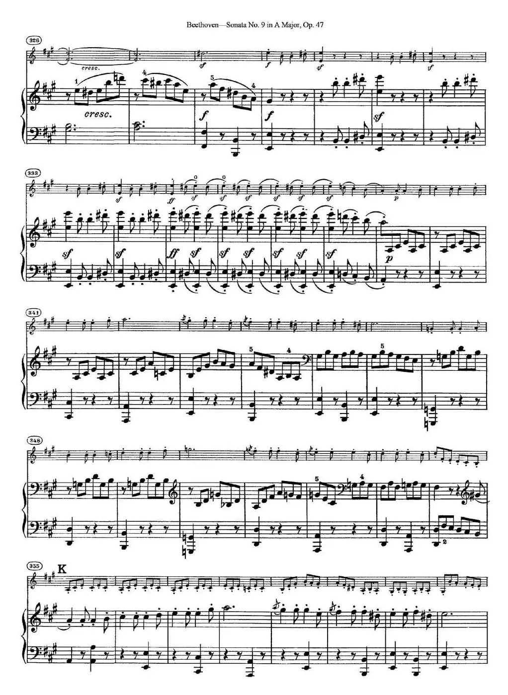 Violin Sonata No.9 in A Major Op.47（小提琴+钢琴伴奏）