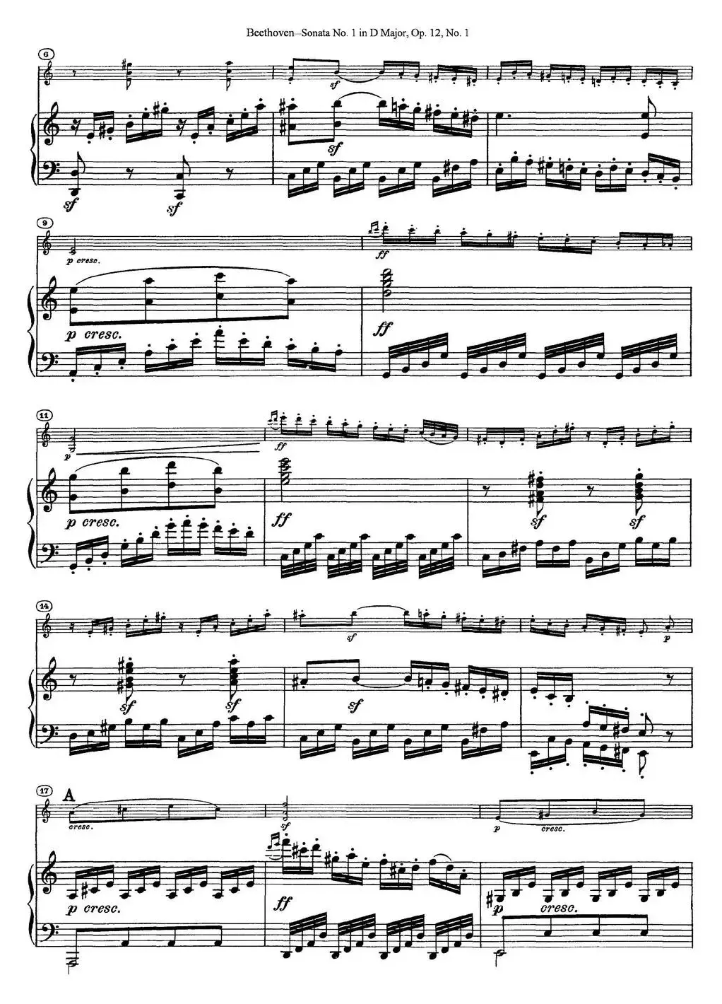 Violin Sonata No.1 in D Major Op.12 No.1（小提琴+钢琴伴奏）