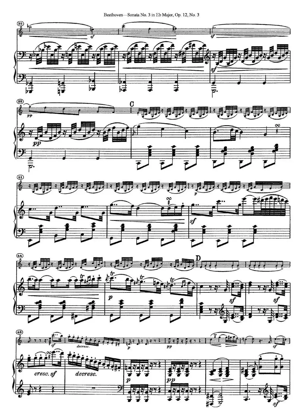 Violin Sonata No.3 in Eb Major Op.12 No.3（小提琴+钢琴伴奏）