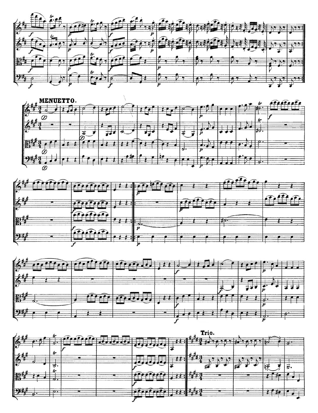 Mozart《Quartet No.9 in A Major,K.169》（总谱）