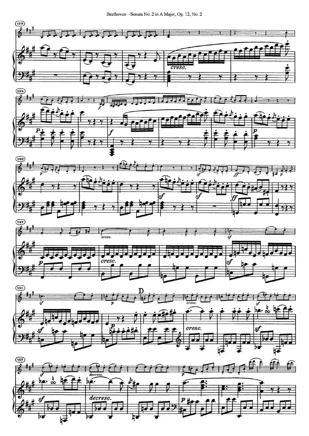 Violin Sonata No.2 in A Major Op.12 No.2（小提琴+钢琴伴奏）