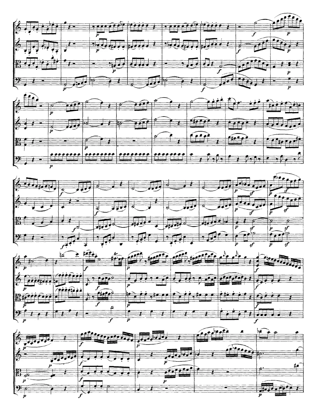 Mozart《Quartet No.19 in C Major,K.465》（总谱）