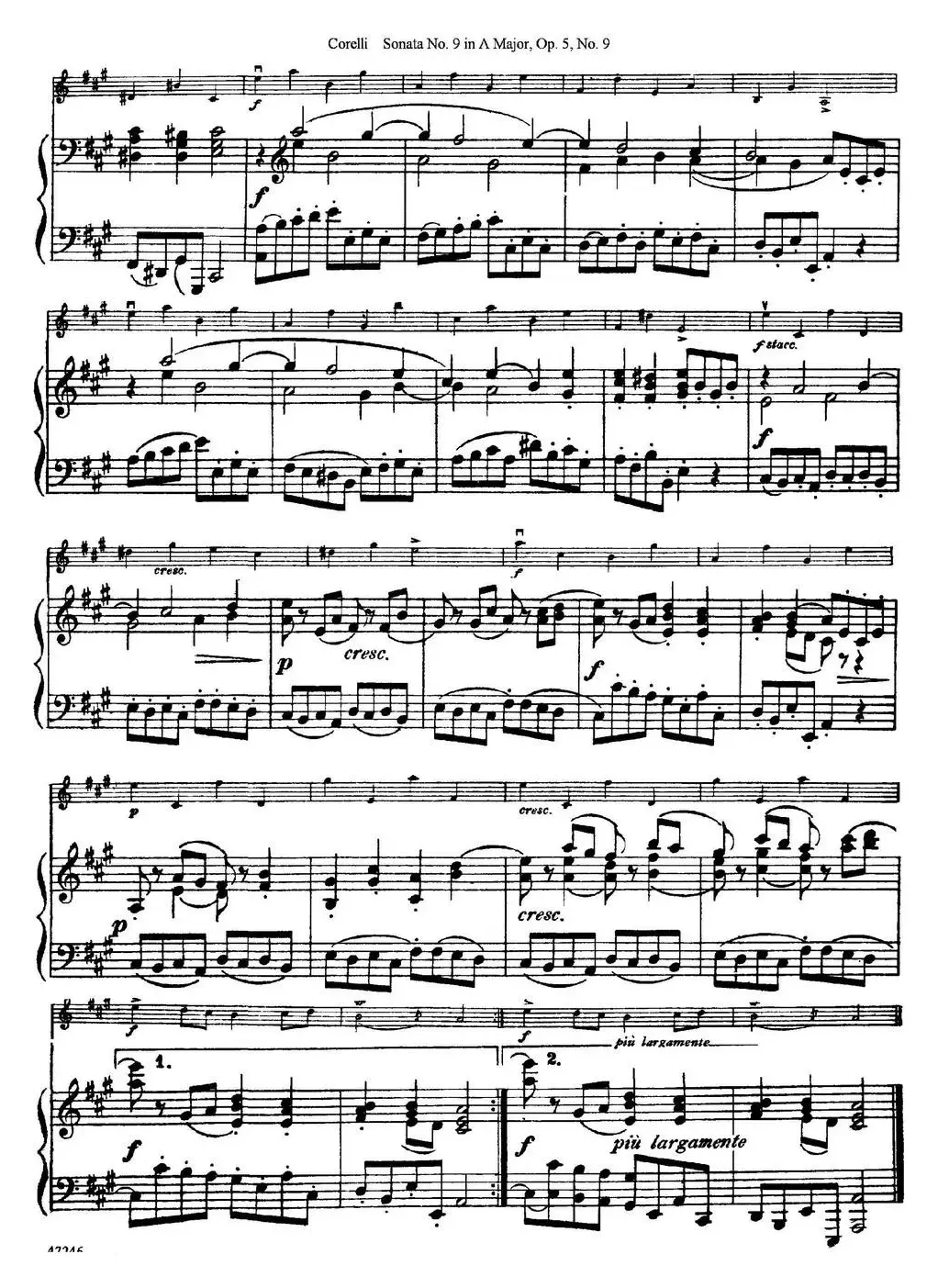 Sonata No.9 in A Major Op.5 No.9（小提琴+钢琴伴奏）