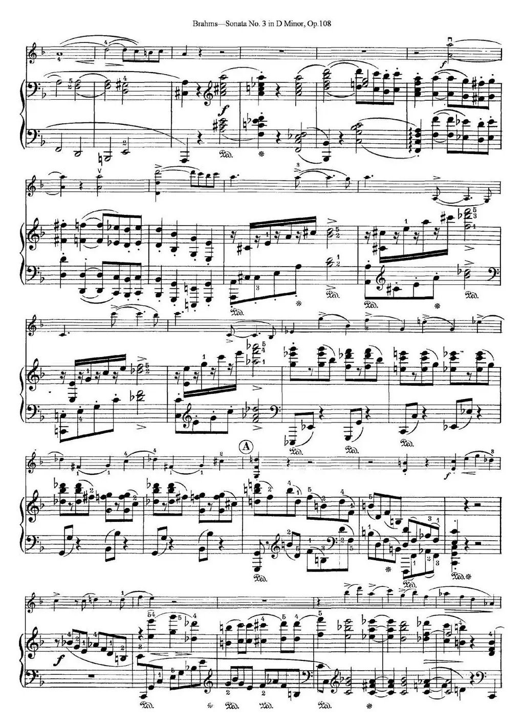 Violin Sonata No.3 in D Minor Op.108（小提琴+钢琴伴奏）