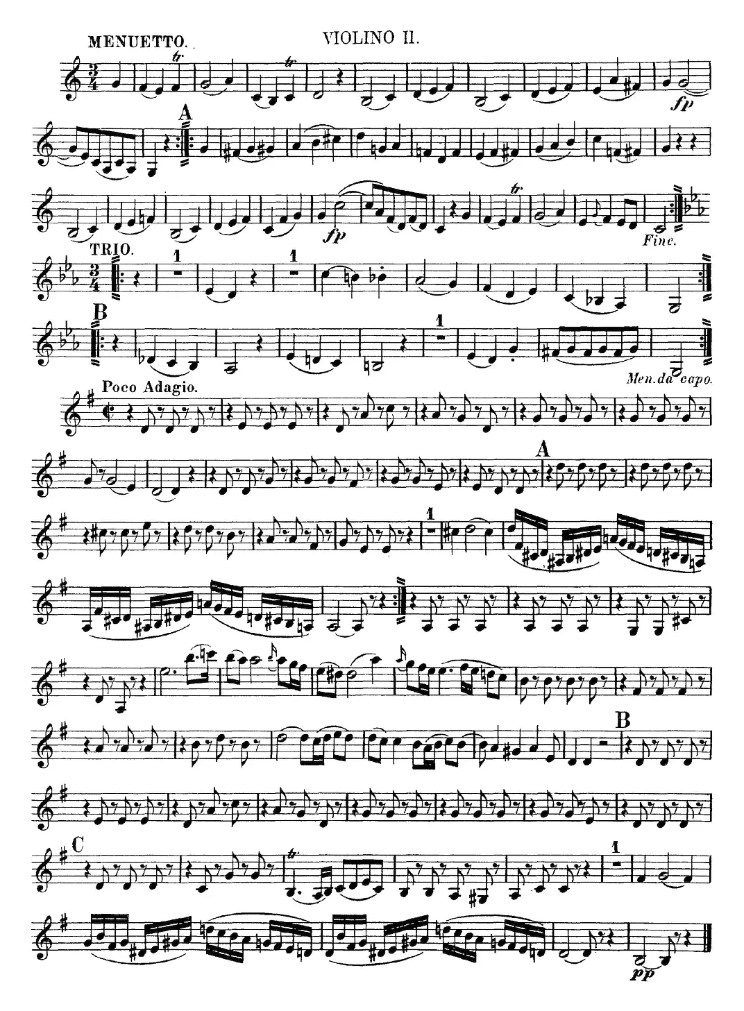 Mozart《Quartet No.10 in C Major,K.170》（Violin 2分谱）