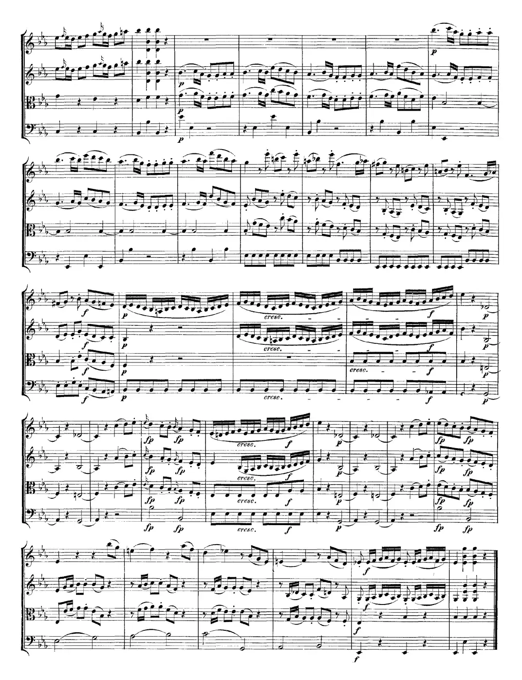 Mozart《Quartet No.7 in Eb Major,K.160》（总谱）