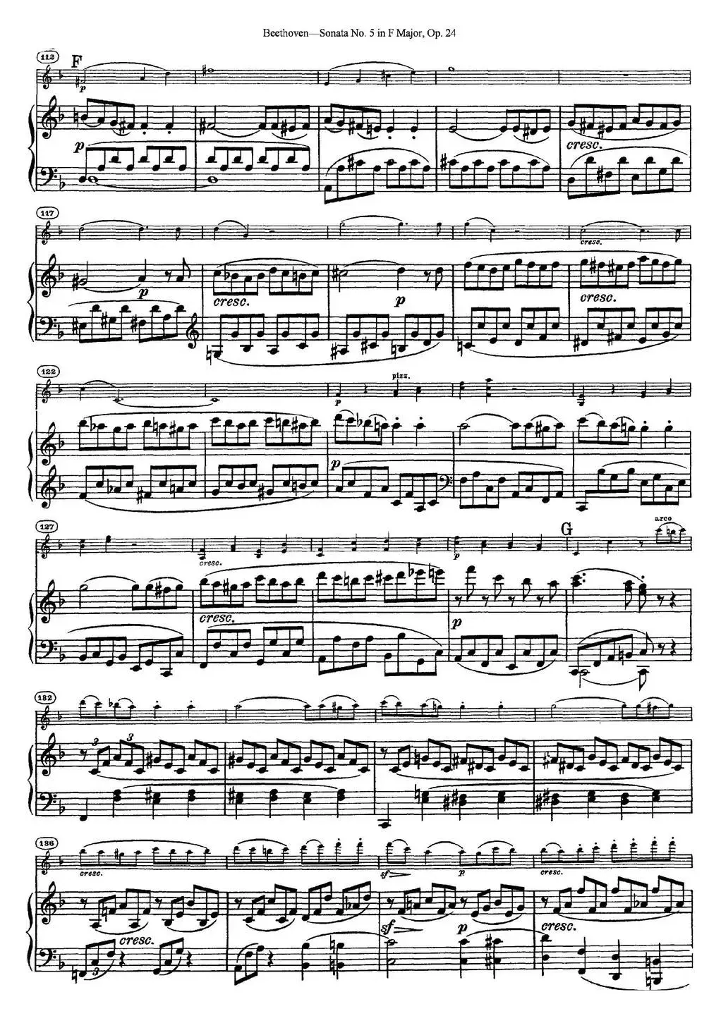 Violin Sonata No.5 in F Major Op.24（小提琴+钢琴伴奏）