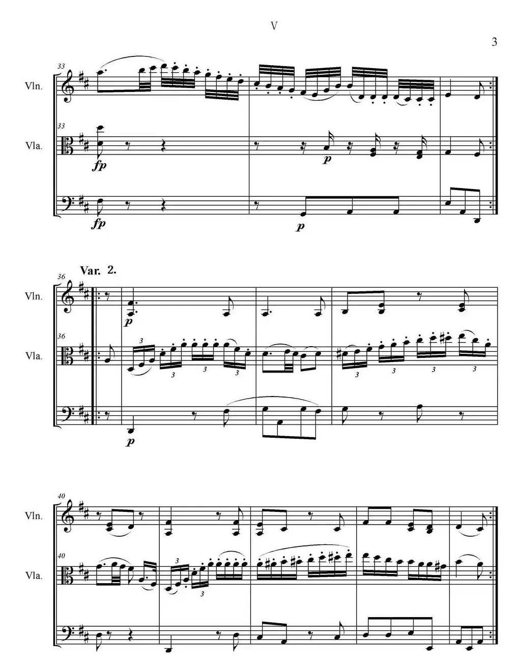 Serenate（String Trio）（D大调弦乐三重奏Op.8,V）