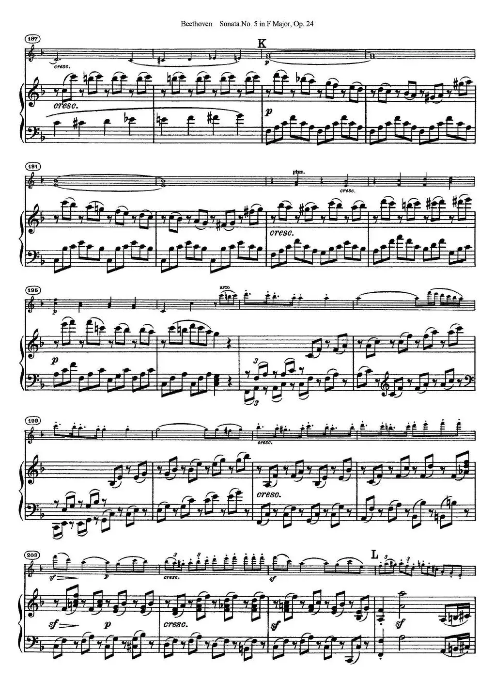 Violin Sonata No.5 in F Major Op.24（小提琴+钢琴伴奏）