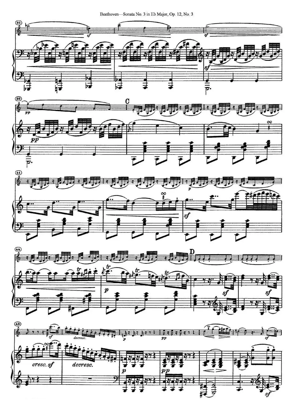 Violin Sonata No.3 in Eb Major Op.12 No.3（小提琴+钢琴伴奏）