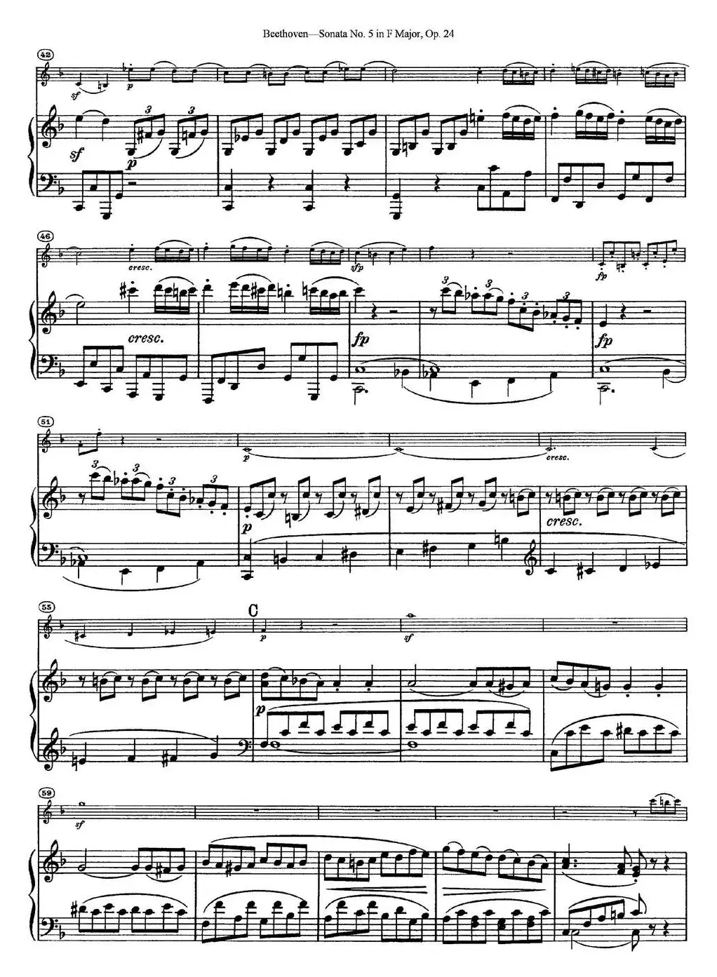 Violin Sonata No.5 in F Major Op.24（小提琴+钢琴伴奏）