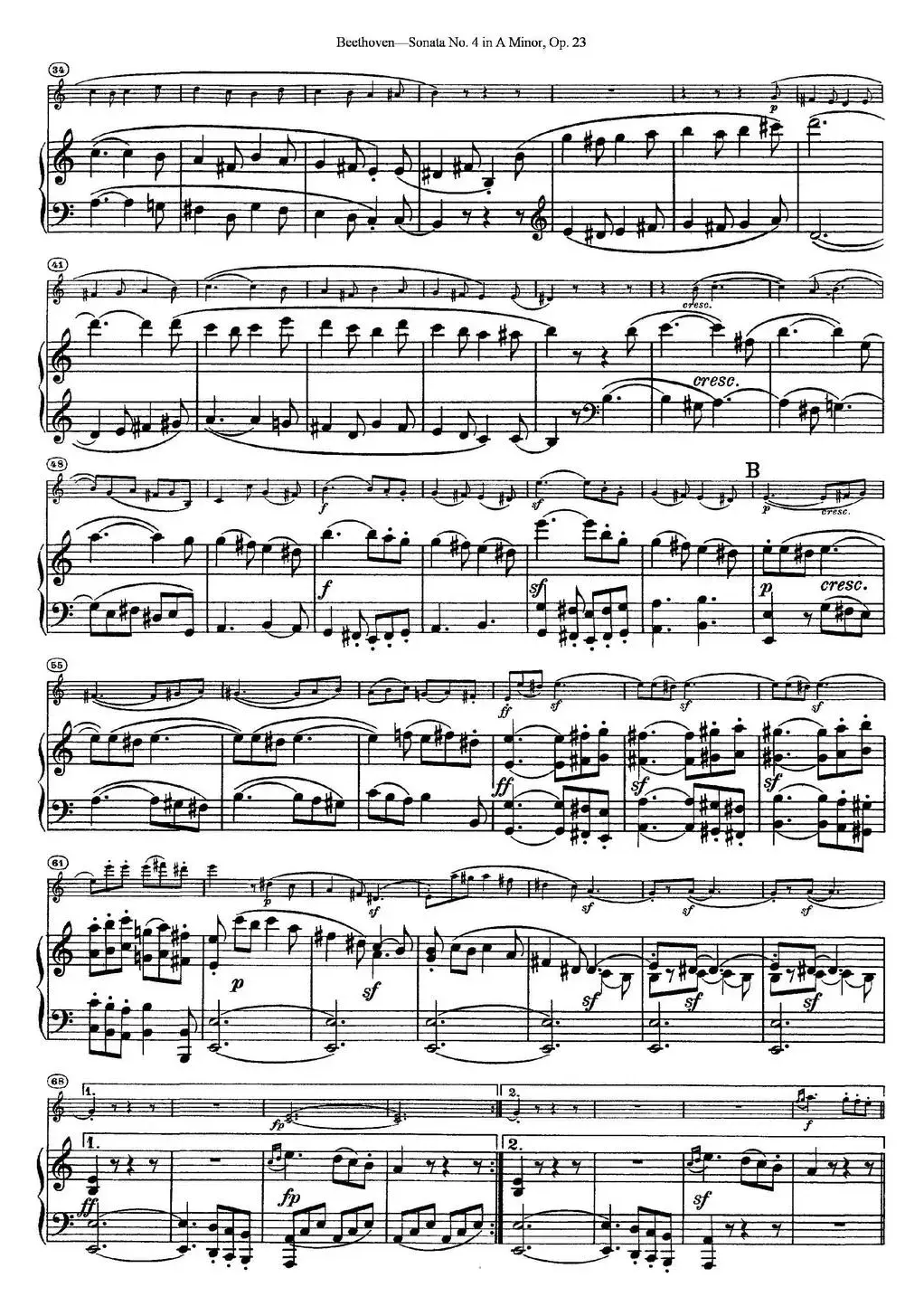 Violin Sonata No.4 in A Minor Op.23（小提琴+钢琴伴奏）