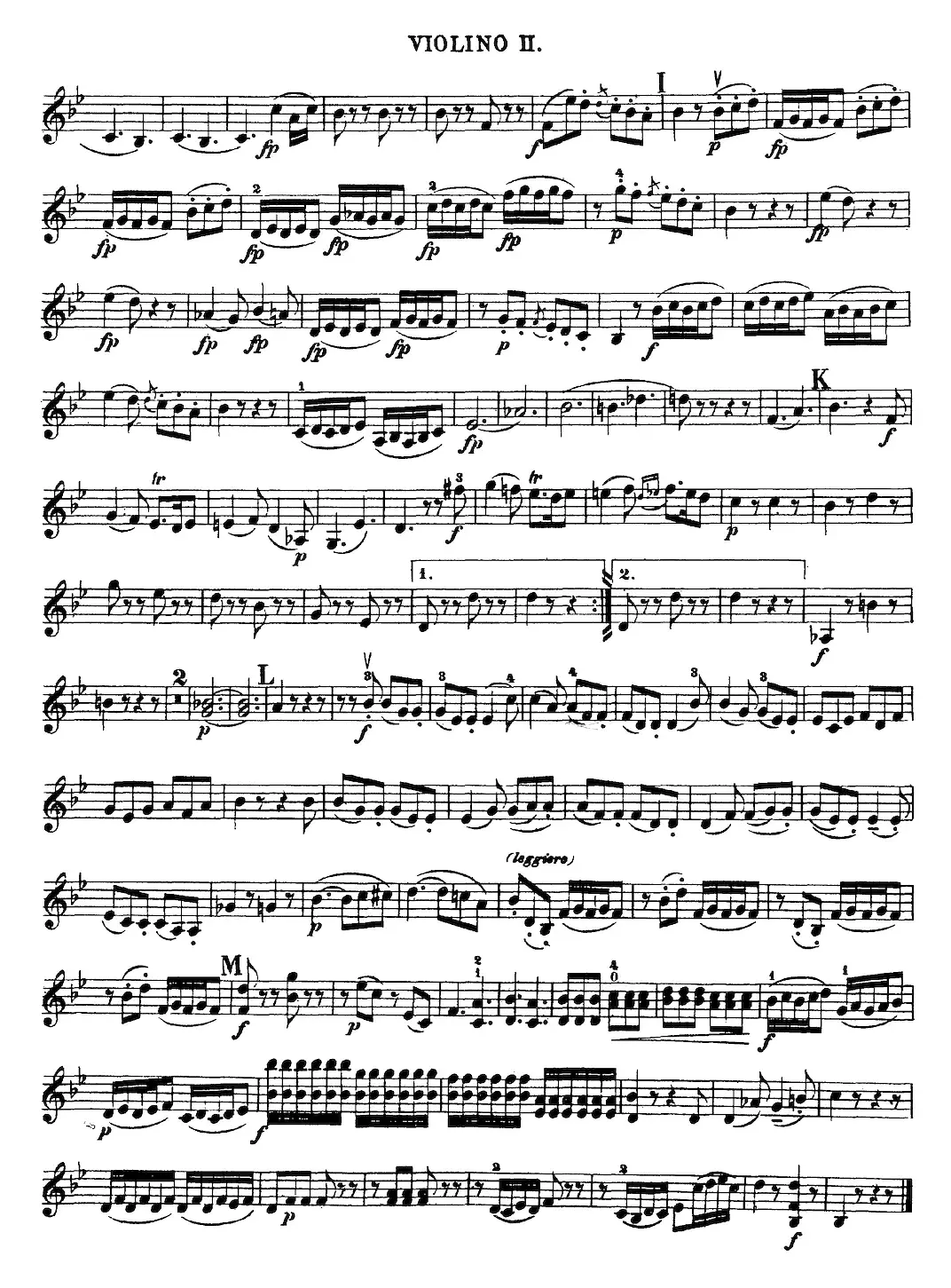 Mozart《Quartet No.17 in Bb Major,K.458》（Violin 2分谱）