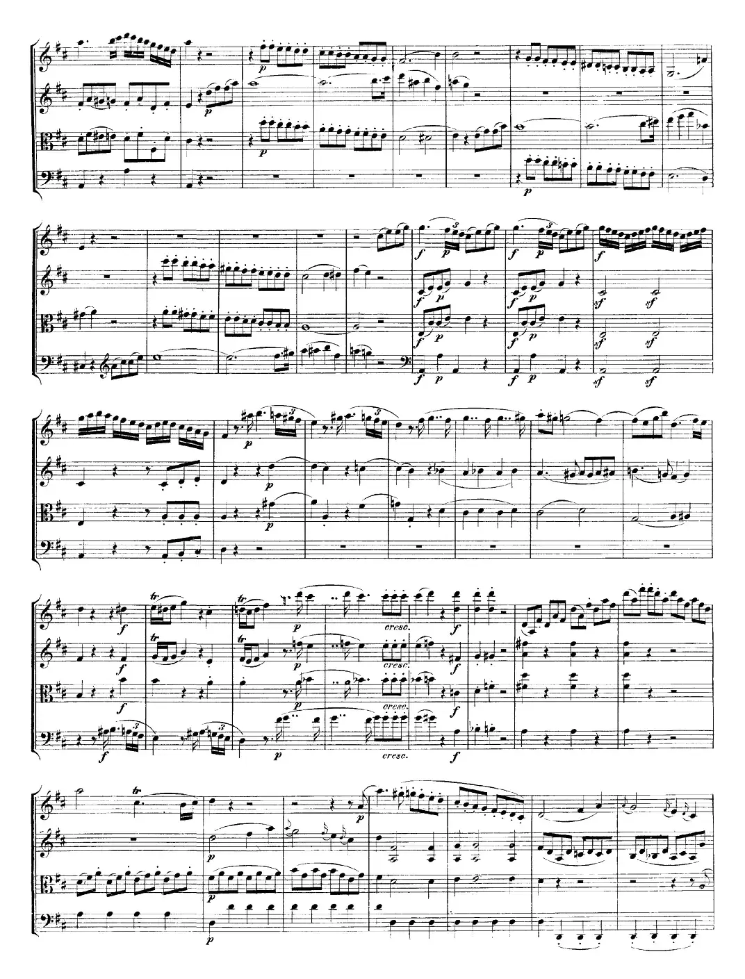 Mozart《Quartet No.21 in D Major,K.575》（总谱）