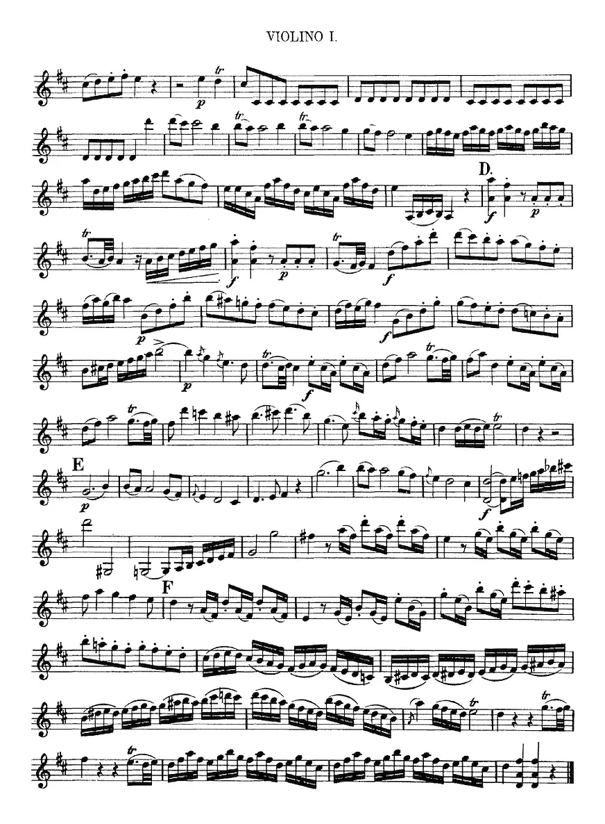 Mozart《Quartet No.2 in D Major,K.155》（Violin 1分谱）