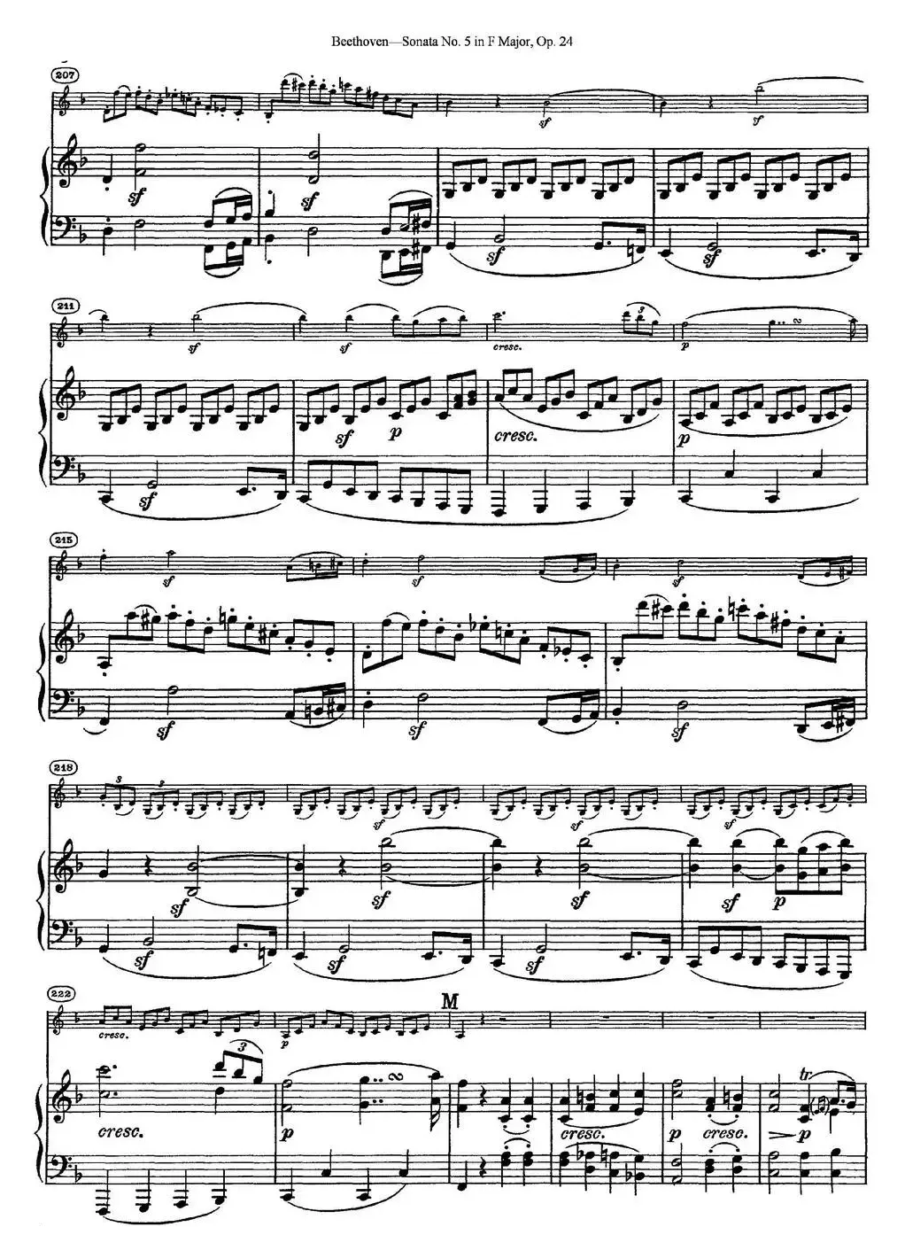 Violin Sonata No.5 in F Major Op.24（小提琴+钢琴伴奏）