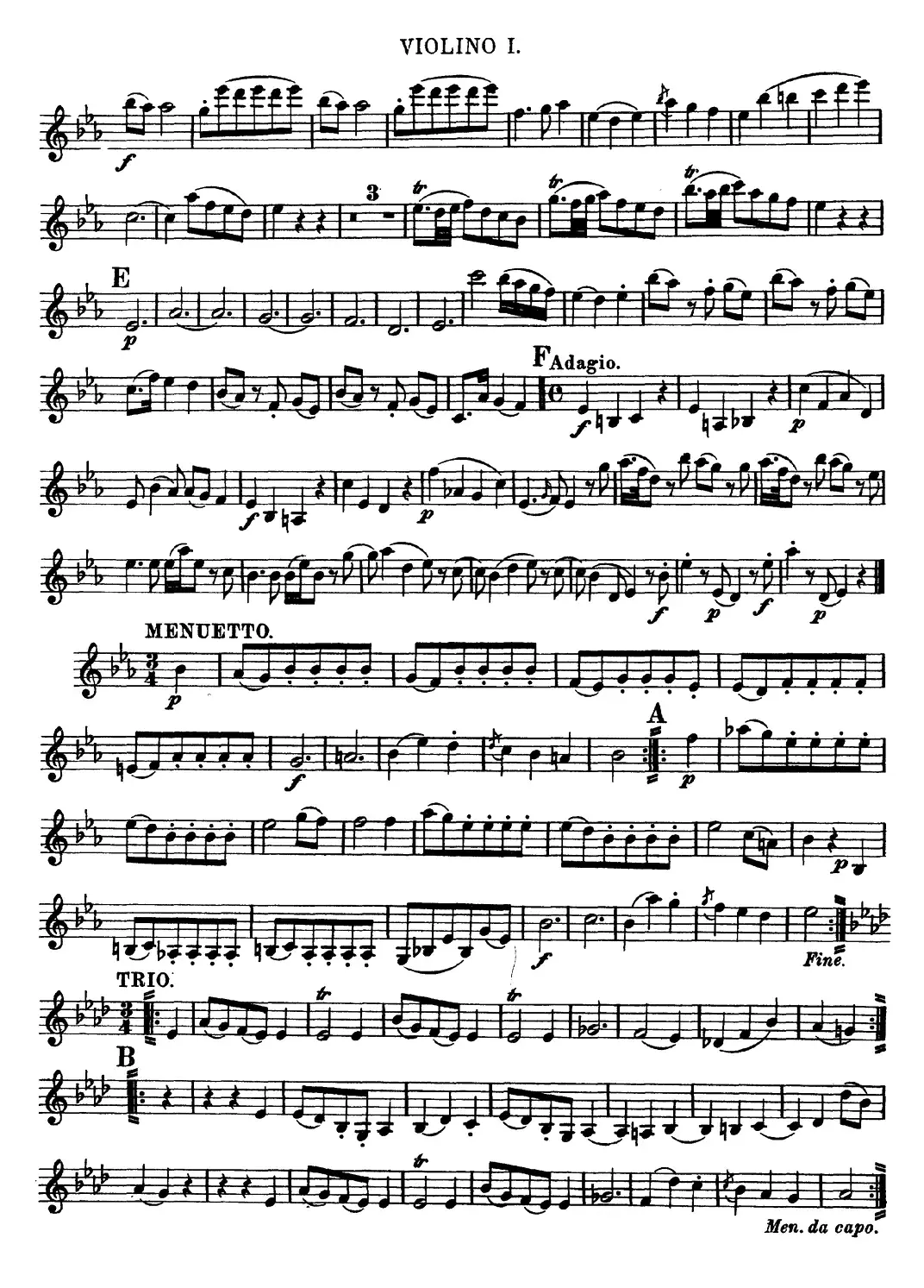 Mozart《Quartet No.11 in Eb Major,K.171》（Violin 1分谱）